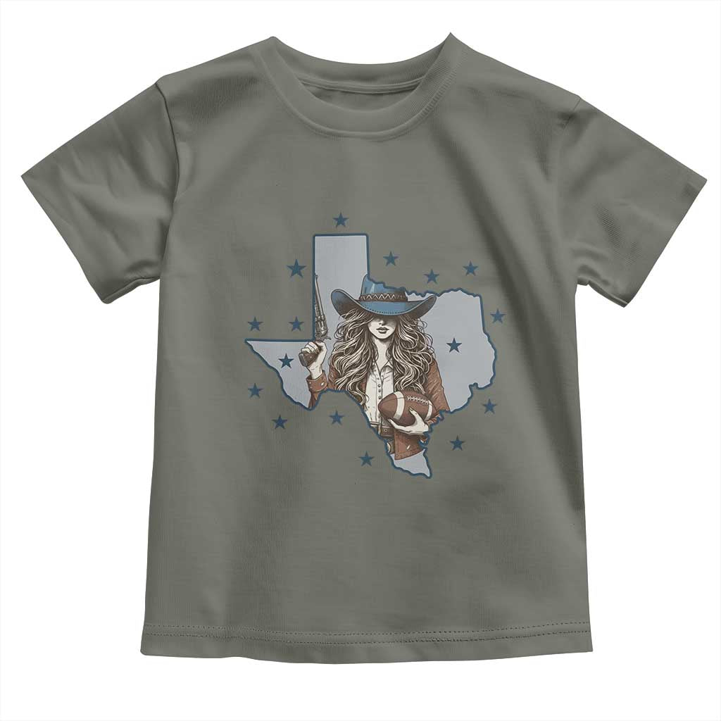 Funny TX Cowgirl Toddler T Shirt Football Lover Gift TS12 Military Green Print Your Wear