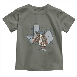 Funny Texas Cowgirl Toddler T Shirt Football Lover Gift TS12 Military Green Print Your Wear
