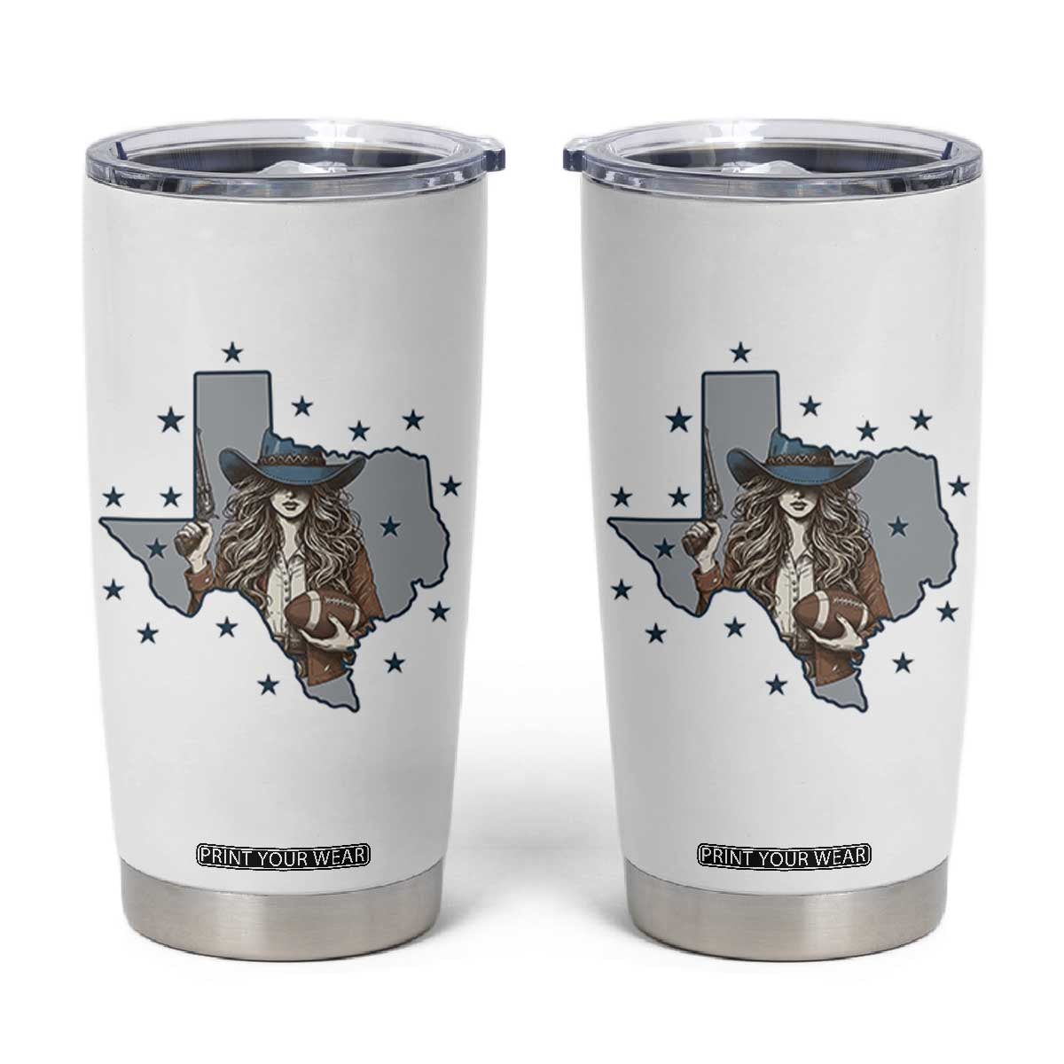 Funny TX Cowgirl Tumbler Cup Football Lover Gift TS12 White Print Your Wear