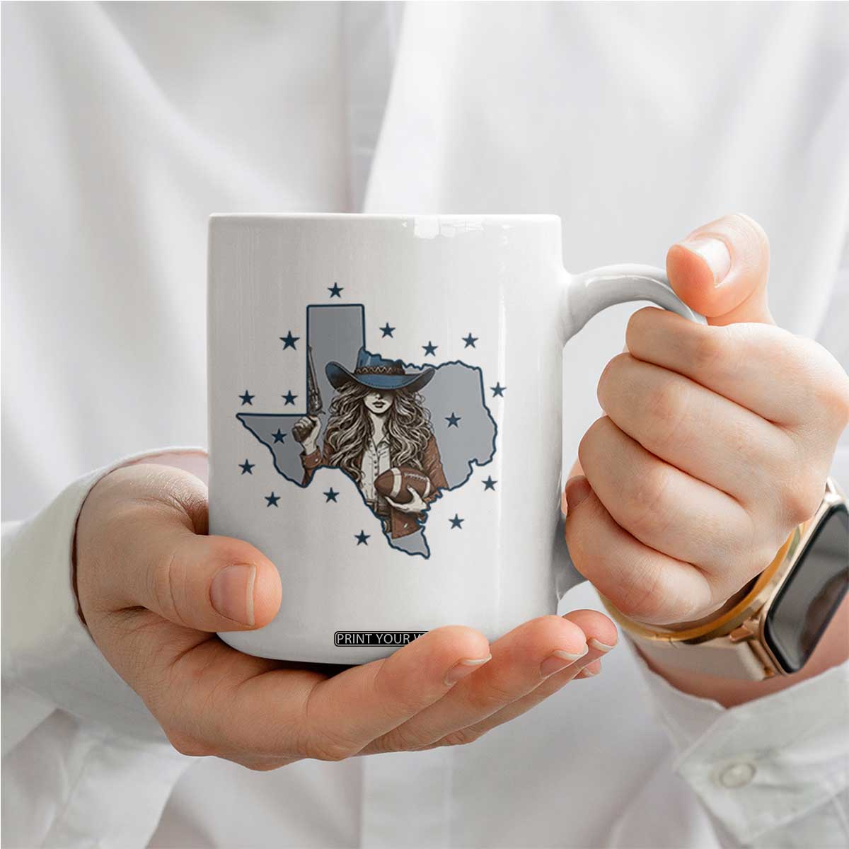 Funny TX Cowgirl Coffee Mug Football Lover Gift TS12 Print Your Wear
