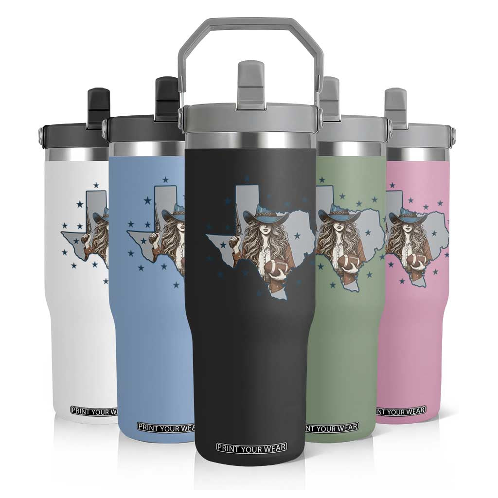 Funny TX Cowgirl Flip Straw Tumbler Football Lover Gift TS12 Print Your Wear