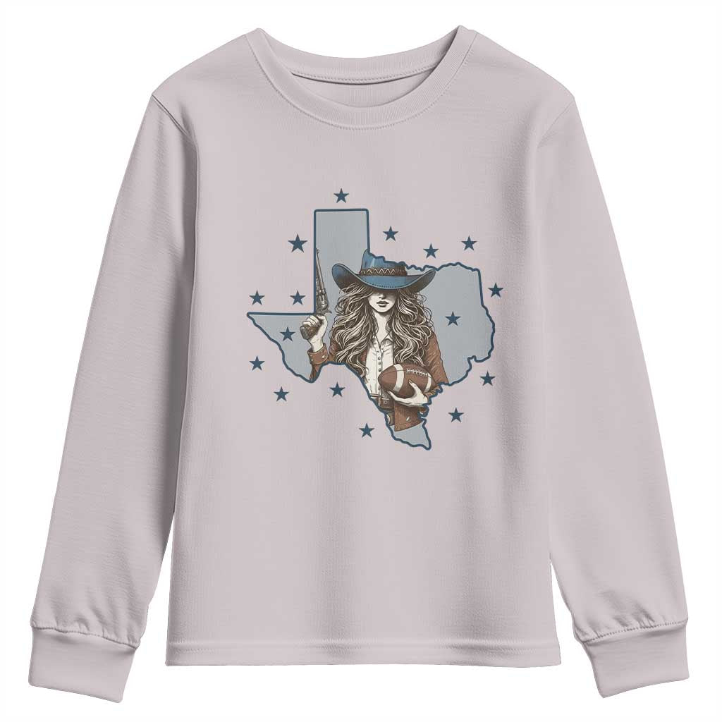 Funny TX Cowgirl Youth Sweatshirt Football Lover Gift TS12 Ice Gray Print Your Wear
