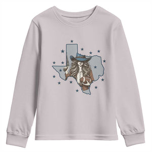 Funny TX Cowgirl Youth Sweatshirt Football Lover Gift TS12 Ice Gray Print Your Wear