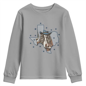 Funny Texas Cowgirl Youth Sweatshirt Football Lover Gift TS12 Sport Gray Print Your Wear