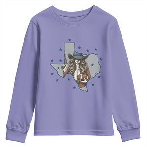 Funny TX Cowgirl Youth Sweatshirt Football Lover Gift TS12 Violet Print Your Wear