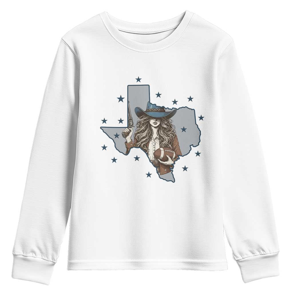 Funny TX Cowgirl Youth Sweatshirt Football Lover Gift TS12 White Print Your Wear