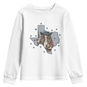 Funny TX Cowgirl Youth Sweatshirt Football Lover Gift TS12 White Print Your Wear