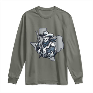 Funny Texas Cowboy Long Sleeve Shirt Football Lover Gift TS12 Military Green Print Your Wear