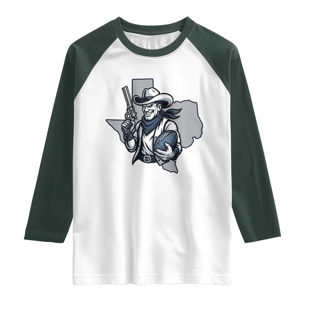 Funny TXF Football Lover Gift Raglan Shirt TS12 White Dark Forest Green Print Your Wear