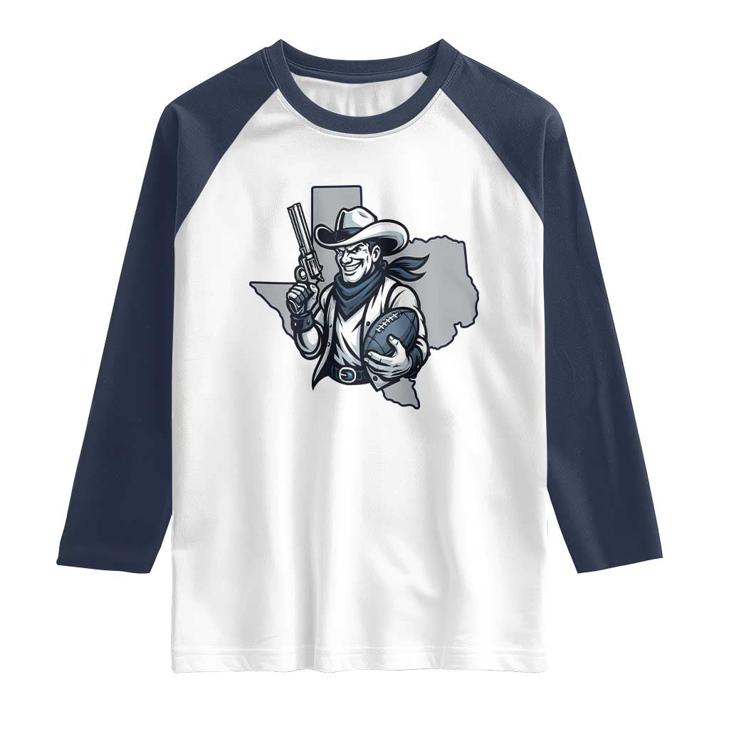 Funny TXF Football Lover Gift Raglan Shirt TS12 White Navy Print Your Wear