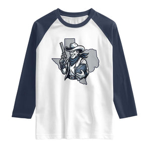 Funny Texas Cowboy Raglan Shirt Football Lover Gift TS12 White Navy Print Your Wear