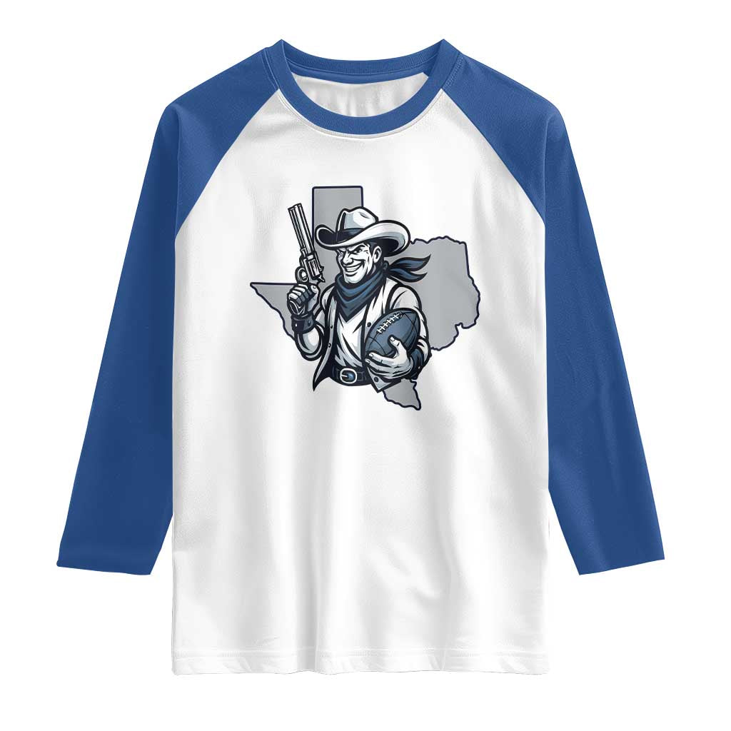 Funny TXF Football Lover Gift Raglan Shirt TS12 White Royal Print Your Wear