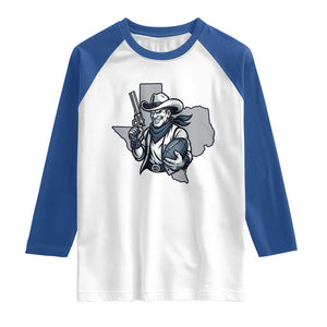 Funny Texas Cowboy Raglan Shirt Football Lover Gift TS12 White Royal Print Your Wear