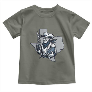 Funny Texas Cowboy Toddler T Shirt Football Lover Gift TS12 Military Green Print Your Wear