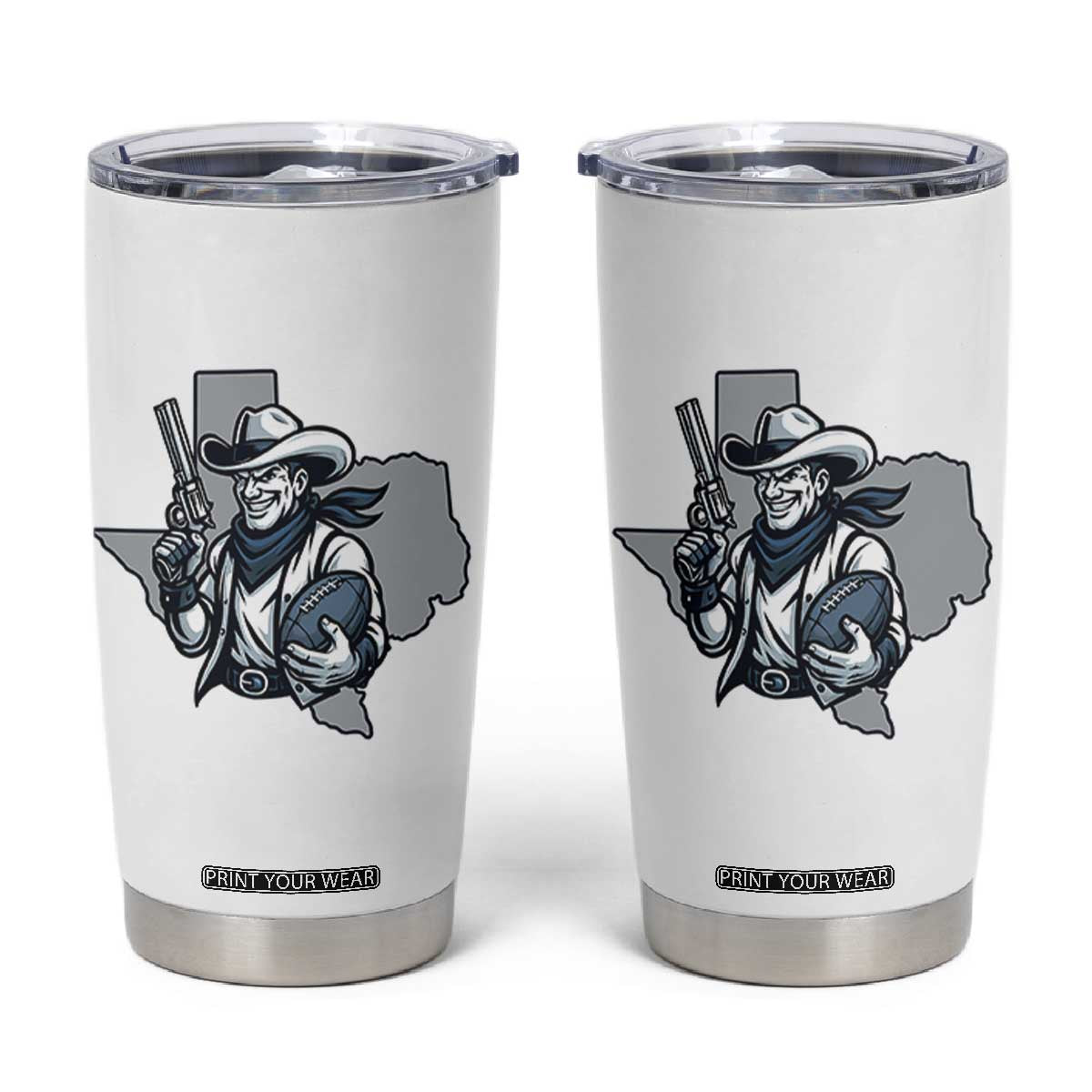 Funny Texas Cowboy Tumbler Cup Football Lover Gift TS12 White Print Your Wear