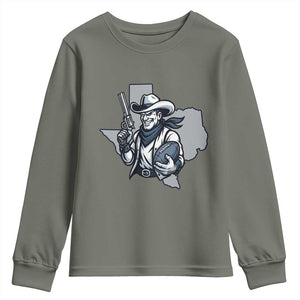 Funny Texas Cowboy Youth Sweatshirt Football Lover Gift TS12 Military Green Print Your Wear
