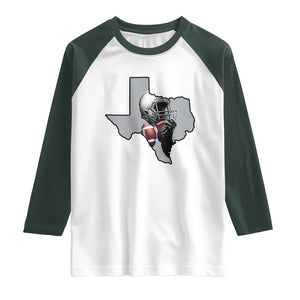 Texas Football Life Raglan Shirt Western Sports Fan Gift TS12 White Dark Forest Green Print Your Wear