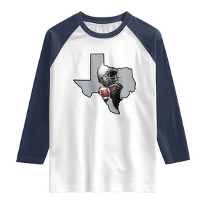 Texas Football Life Raglan Shirt Western Sports Fan Gift TS12 White Navy Print Your Wear