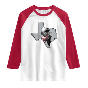Texas Football Life Raglan Shirt Western Sports Fan Gift TS12 White Red Print Your Wear