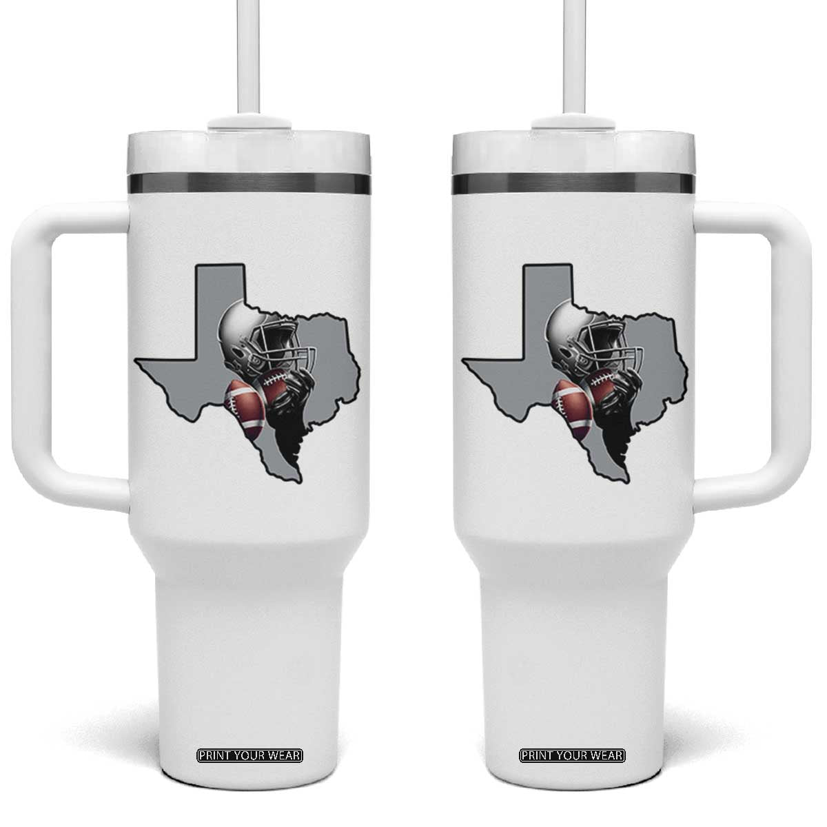 Texas Football Life Tumbler With Handle Western Sports Fan Gift TS12 One Size: 40 oz White Print Your Wear
