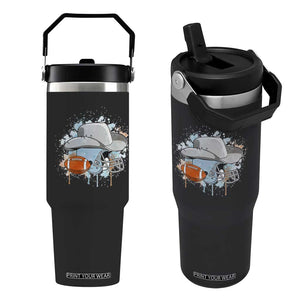 Cowboy Football Helmet Flip Straw Tumbler Game Day Spirit Gift TS12 One Size: 30 oz Black Print Your Wear