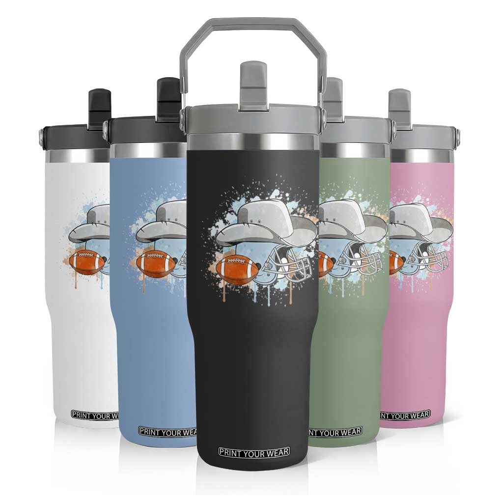DFCF Helmet Flip Straw Tumbler Game Day Spirit Gift TS12 Print Your Wear