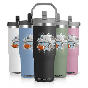 Cowboy Football Helmet Flip Straw Tumbler Game Day Spirit Gift TS12 Print Your Wear