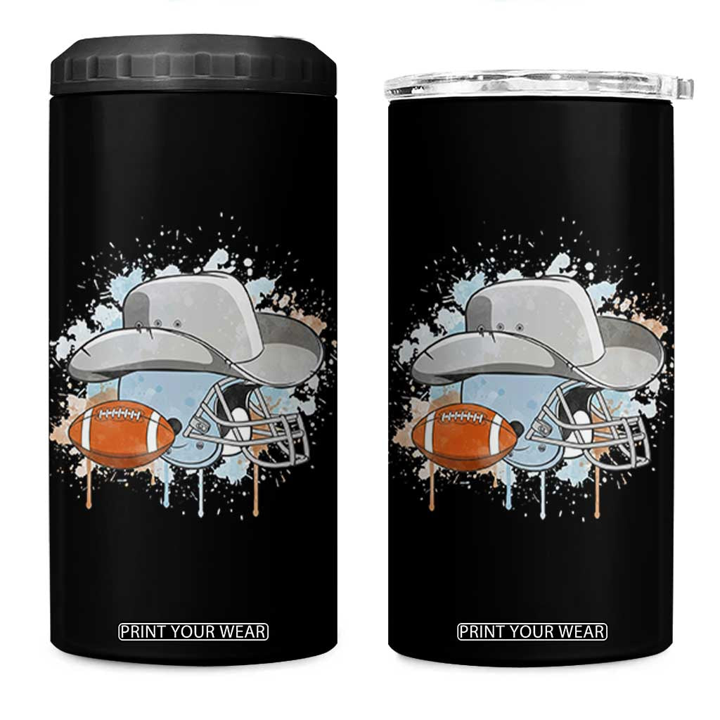 Cowboy Football Helmet 4 in 1 Can Cooler Tumbler Game Day Spirit Gift TS12 One Size: 16 oz Black Print Your Wear