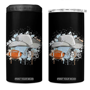 Cowboy Football Helmet 4 in 1 Can Cooler Tumbler Game Day Spirit Gift TS12 One Size: 16 oz Black Print Your Wear