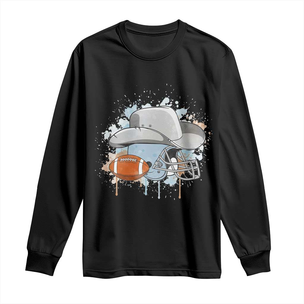Cowboy Football Helmet Long Sleeve Shirt Game Day Spirit Gift TS12 Black Print Your Wear