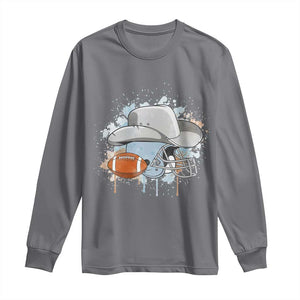 Cowboy Football Helmet Long Sleeve Shirt Game Day Spirit Gift TS12 Charcoal Print Your Wear
