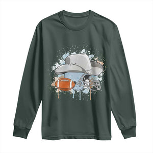 Cowboy Football Helmet Long Sleeve Shirt Game Day Spirit Gift TS12 Dark Forest Green Print Your Wear