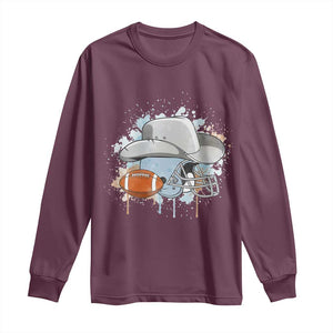 Cowboy Football Helmet Long Sleeve Shirt Game Day Spirit Gift TS12 Maroon Print Your Wear