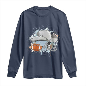 Cowboy Football Helmet Long Sleeve Shirt Game Day Spirit Gift TS12 Navy Print Your Wear