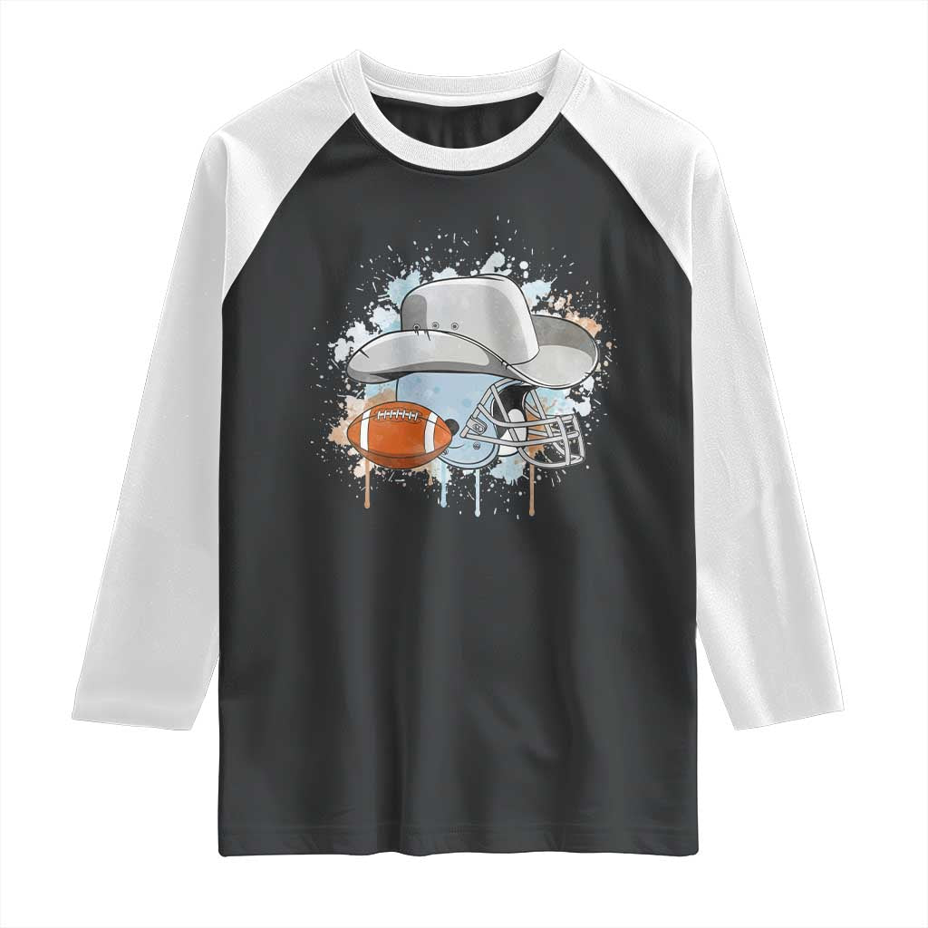 Cowboy Football Helmet Raglan Shirt Game Day Spirit Gift TS12 Black White Print Your Wear