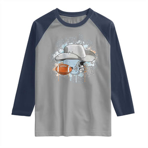 Cowboy Football Helmet Raglan Shirt Game Day Spirit Gift TS12 Sport Gray Navy Print Your Wear
