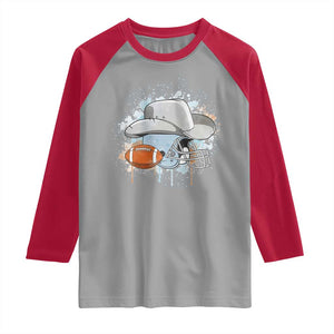 Cowboy Football Helmet Raglan Shirt Game Day Spirit Gift TS12 Sport Gray Red Print Your Wear