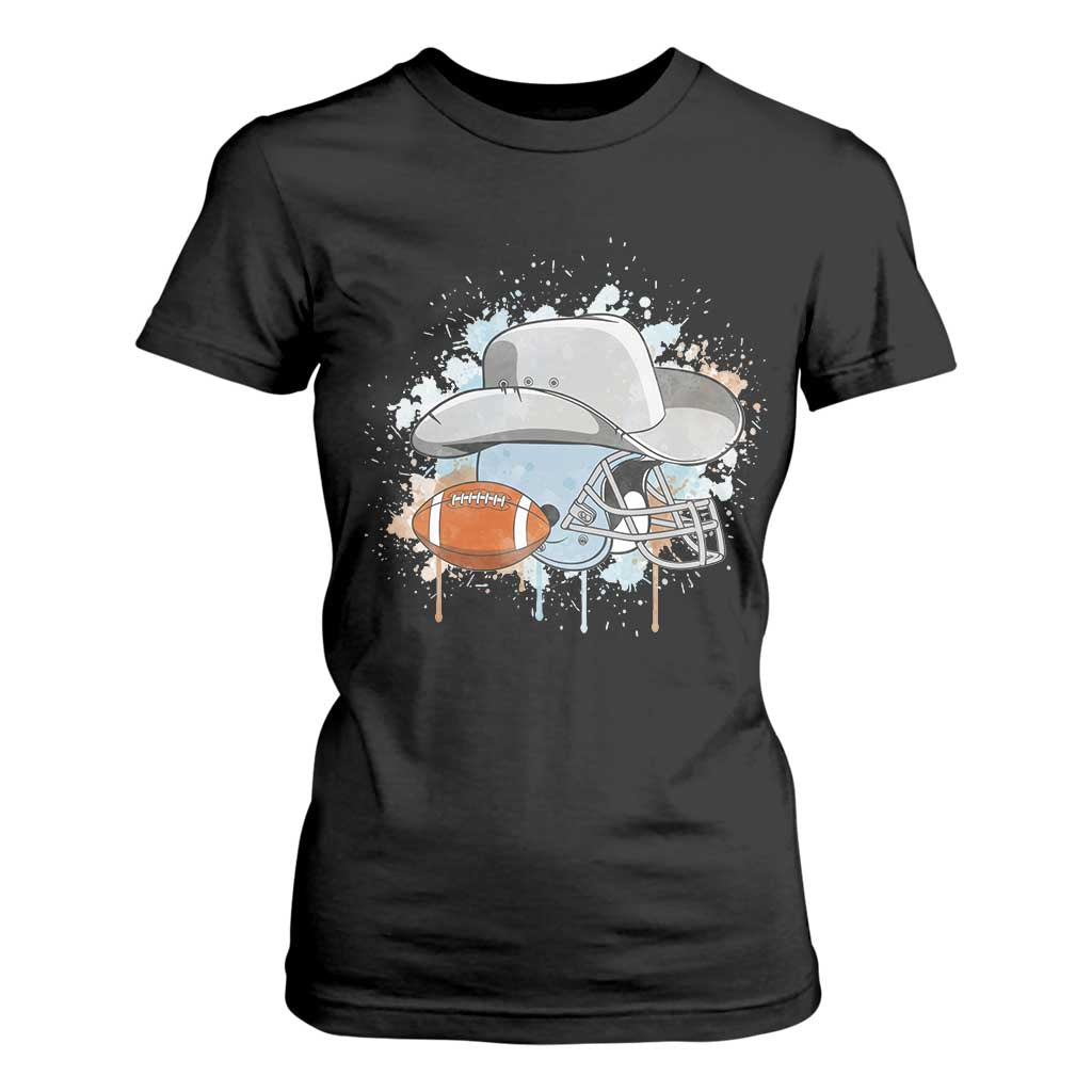 Cowboy Football Helmet T Shirt For Women Game Day Spirit Gift TS12 Black Print Your Wear