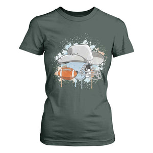 Cowboy Football Helmet T Shirt For Women Game Day Spirit Gift TS12 Dark Forest Green Print Your Wear