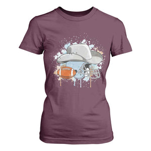 Cowboy Football Helmet T Shirt For Women Game Day Spirit Gift TS12 Maroon Print Your Wear