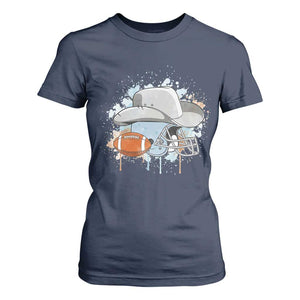 Cowboy Football Helmet T Shirt For Women Game Day Spirit Gift TS12 Navy Print Your Wear