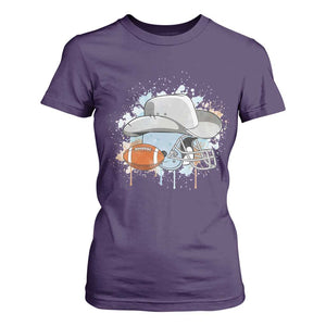 Cowboy Football Helmet T Shirt For Women Game Day Spirit Gift TS12 Purple Print Your Wear