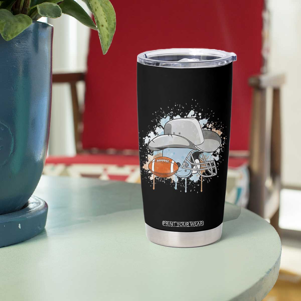 Cowboy Football Helmet Tumbler Cup Game Day Spirit Gift - Print Your Wear