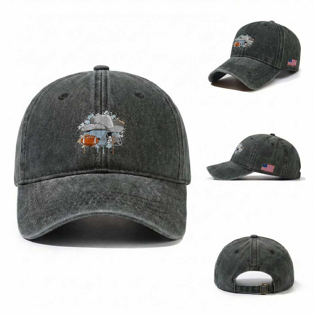 DFCF Helmet Washed Cotton Baseball Cap Game Day Spirit Gift TS12 Washed Cap Universal Fit Dark Green Print Your Wear