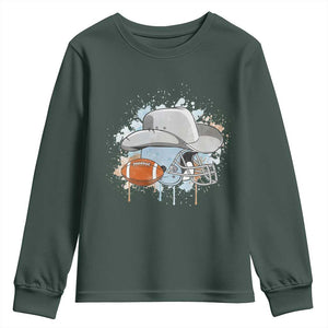 Cowboy Football Helmet Youth Sweatshirt Game Day Spirit Gift TS12 Dark Forest Green Print Your Wear