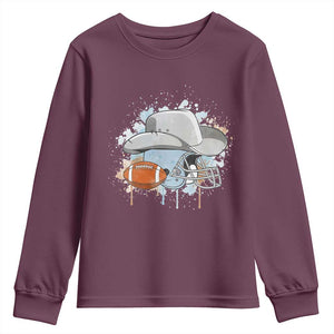 Cowboy Football Helmet Youth Sweatshirt Game Day Spirit Gift TS12 Maroon Print Your Wear