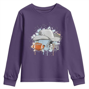 Cowboy Football Helmet Youth Sweatshirt Game Day Spirit Gift TS12 Purple Print Your Wear