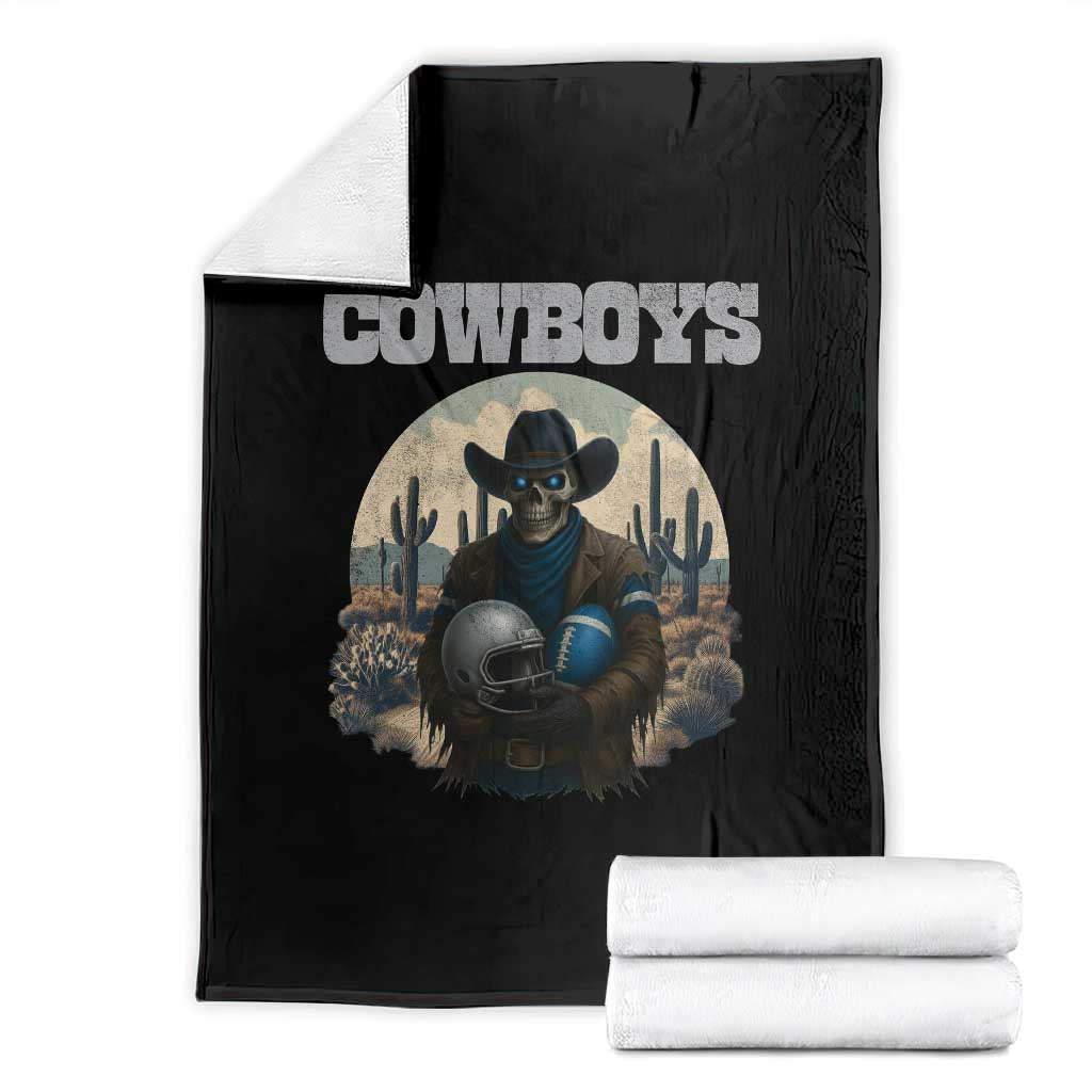 Skeleton Cowboy Football Player Throw Blanket Western Fan Gift TS12 Black Print Your Wear