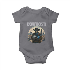 Skeleton Cowboy Football Player Baby Onesie Western Fan Gift TS12 Charcoal Print Your Wear