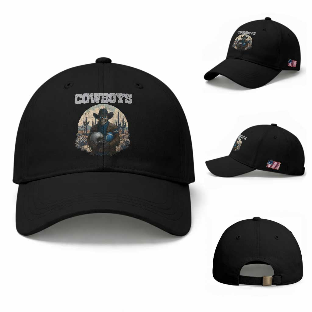 Skeleton Cowboy FB Player Baseball Cap Western Fan Gift TS12 Baseball Cap Universal Fit Black Print Your Wear
